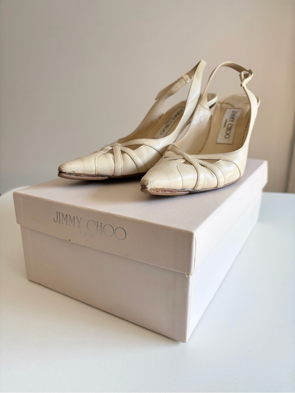 Jimmy Choo Kansas Goat Leather Slingback Heels 35½ - Picture 3 of 8